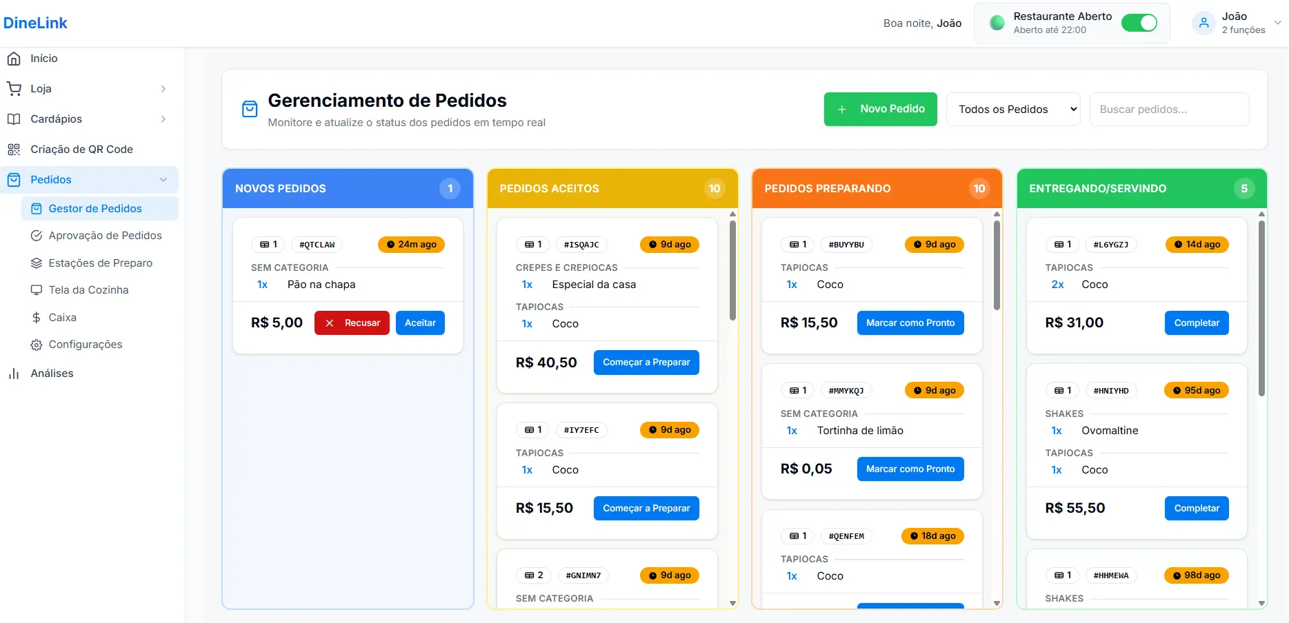 Painel administrativo no desktop