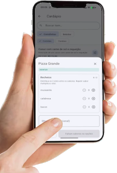 App do Garçom DineLink no Android, na mão do atendente